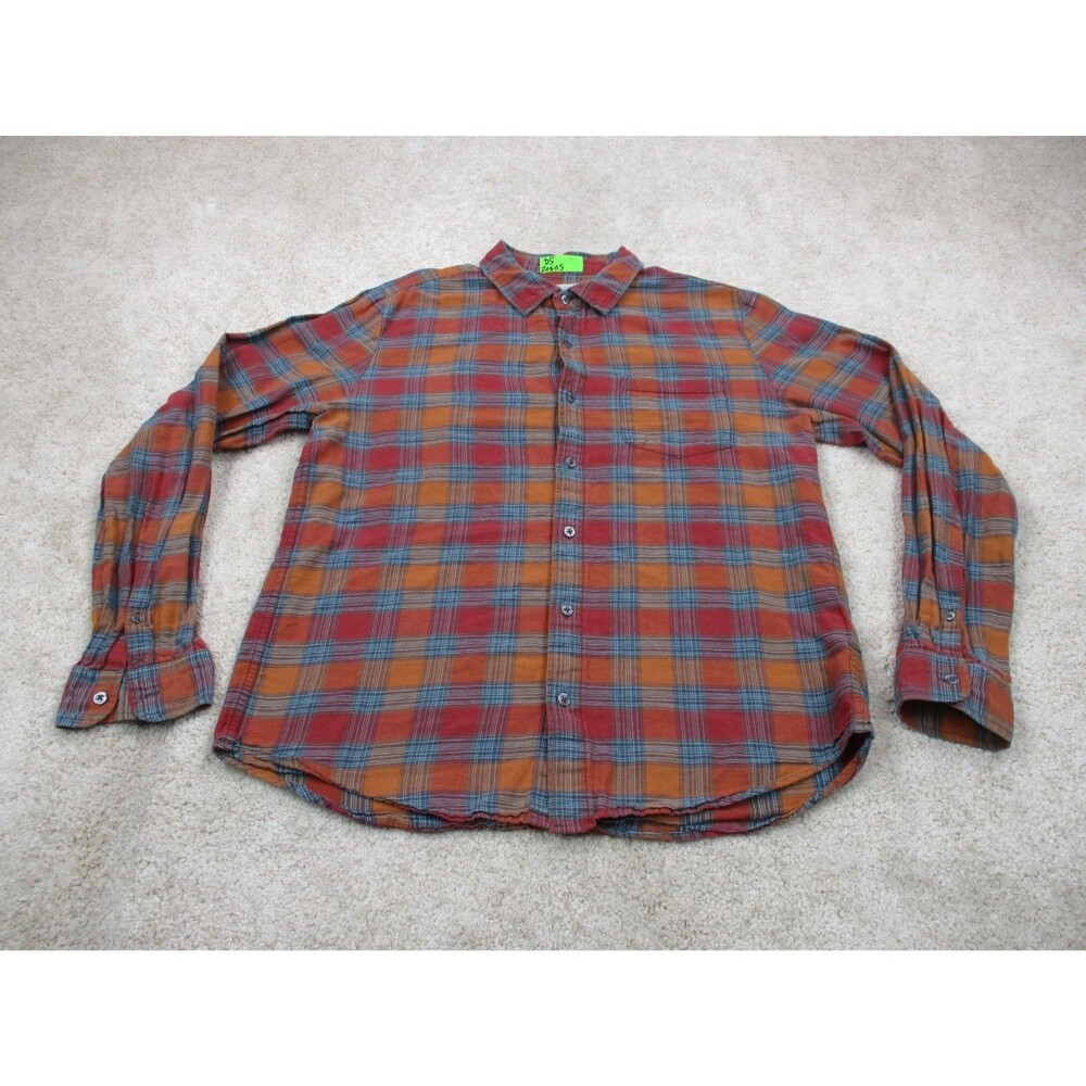 Outerknown Shirt Mens Large L Multicolor Plaid Organic Cotton Linen Button Up